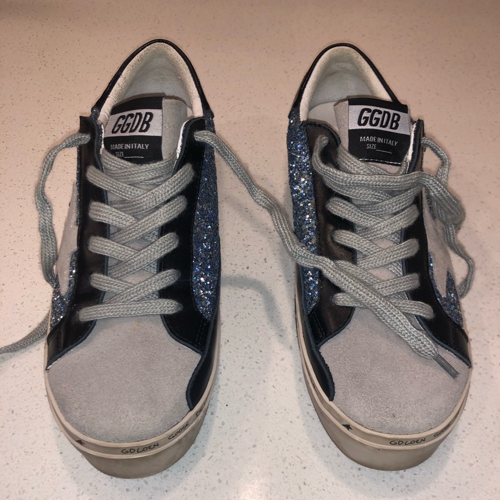 GOLDEN GOOSE Hi Star Glitter Sneaker, Size 39